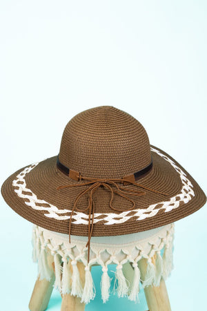 Beach Cabana Brown Straw Sun Hat - Wholesale Accessory Market