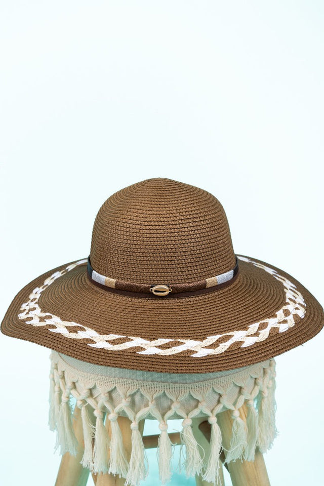 Beach Cabana Brown Straw Sun Hat - Wholesale Accessory Market