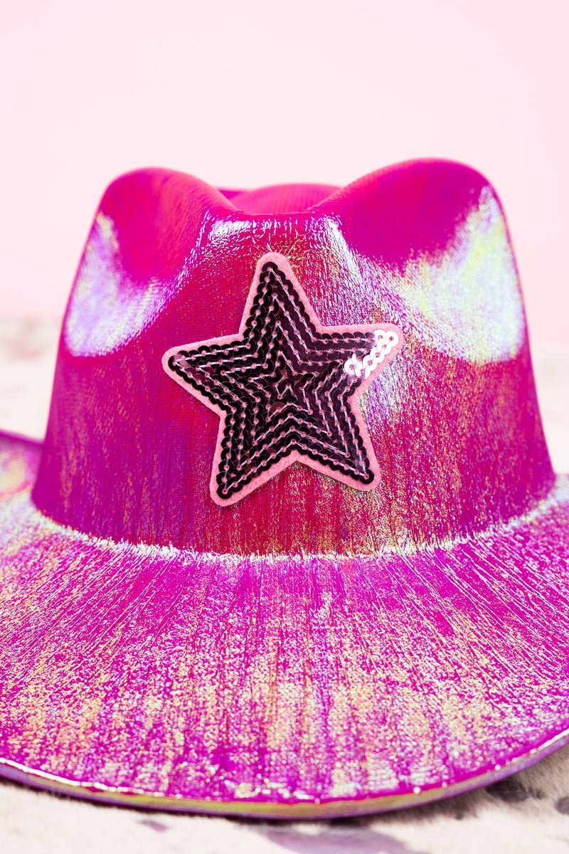 Dazzling Delight Hot Pink Iridescent Cowgirl Hat | Wholesale