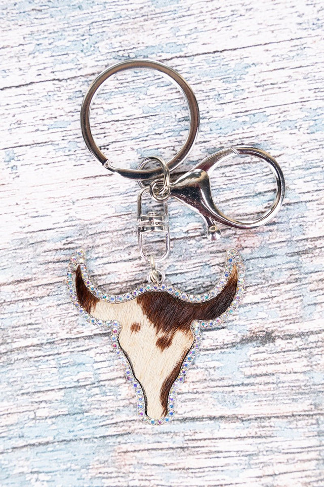 Brown Cow Print Sedona Steer Keychain - Wholesale Accessory Market