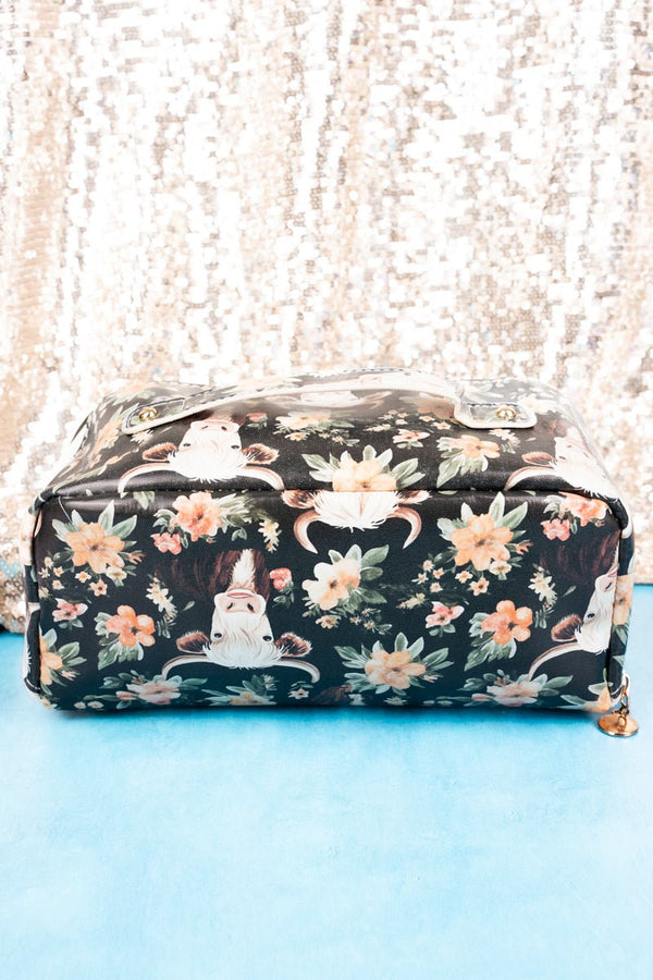 Cassie Cow Jetsetter Expandable Makeup Bag