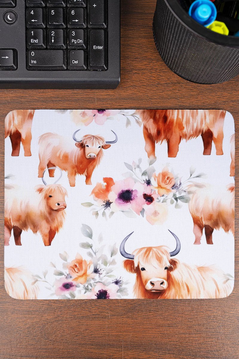 Highland Cow Bouquet Square Mousepad - Wholesale Accessory Market