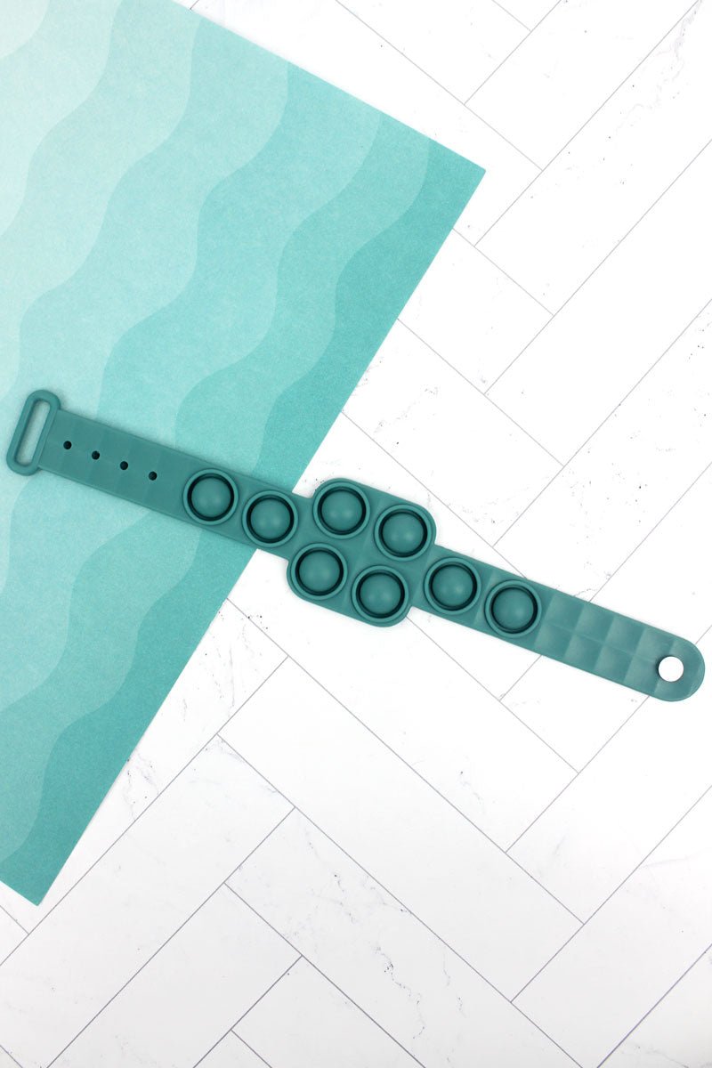 Dusty Teal Lilo Square Pop Bubble Bracelet - Wholesale Accessory Market