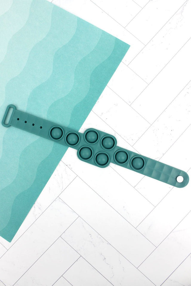 Dusty Teal Lilo Square Pop Bubble Bracelet - Wholesale Accessory Market