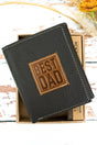 Best Dad Brown Genuine Leather Tri-Fold Wallet - Wholesale Accessory Market