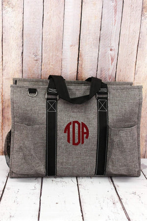 NGIL Steel Gray Crosshatch with Black Trim Large Organizer Tote - Wholesale Accessory Market