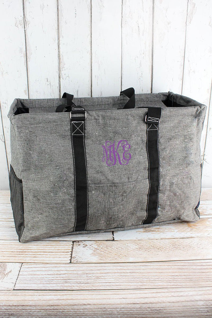 Steel Gray Crosshatch with Black Trim Collapsible Haul-It-All Basket with  Mesh Pockets