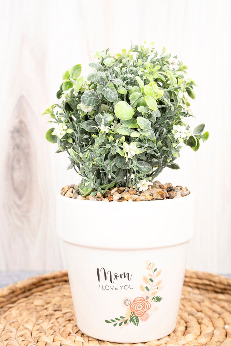 10 x 5.5 'Mom I Love You' Ceramic Artificial Potted Plant - Wholesale Accessory Market