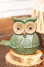 3.75 x 4 Hoot And Holler Green Stoneware Tabletop Owl - Wholesale Accessory Market