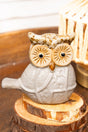 3.75 x 4 Hoot And Holler White Stoneware Tabletop Owl - Wholesale Accessory Market