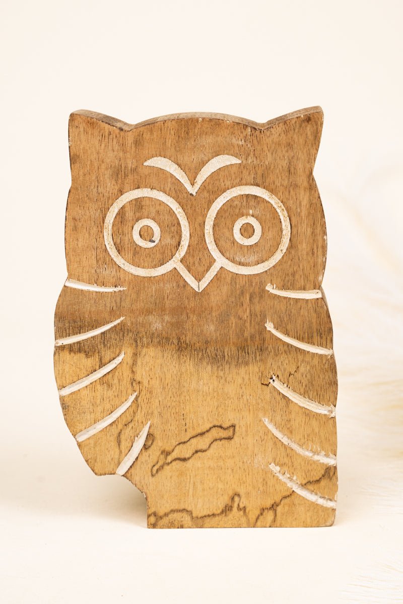 7.25 x 4.75 Whoolio Mango Wood Tabletop Owl - Wholesale Accessory Market