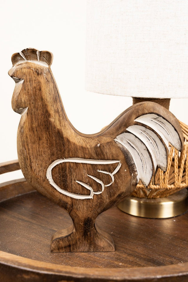 10 x 8.25 Cluck Norris Mango Wood Tabletop Rooster - Wholesale Accessory Market