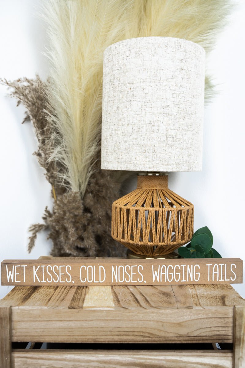 1.5 x 15.75 'Wet Kisses' Pet Wood Tabletop Block Sign - Wholesale Accessory Market