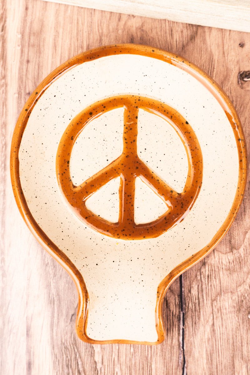 6.25 x 4.75 Peace Out Stoneware Spoon Rest - Wholesale Accessory Market