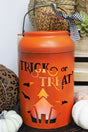 8 x 5 'Trick Or Treat' Orange Metal Light Up Lantern - Wholesale Accessory Market