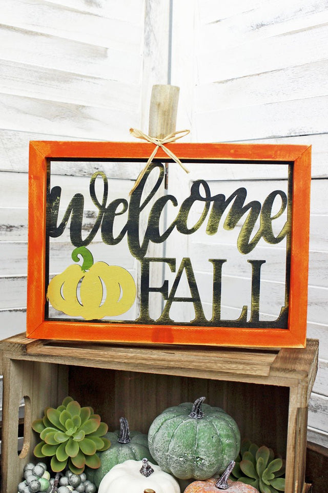 9.25 x 10 'Welcome Fall' Cut-Out Pumpkin Sign - Wholesale Accessory Market