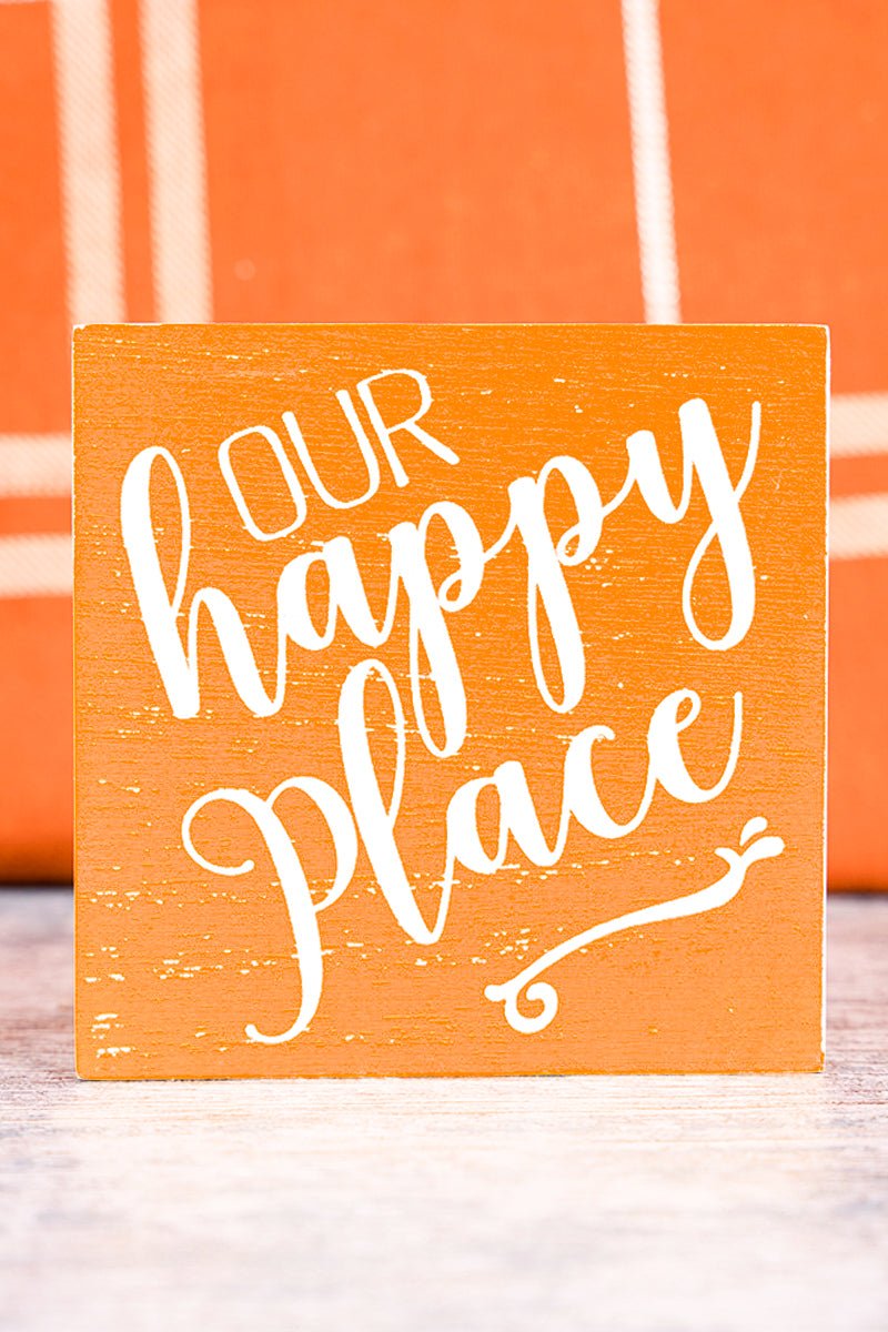 4 x 3.25 'Our Happy Place' Harvest Block Sign - Wholesale Accessory Market