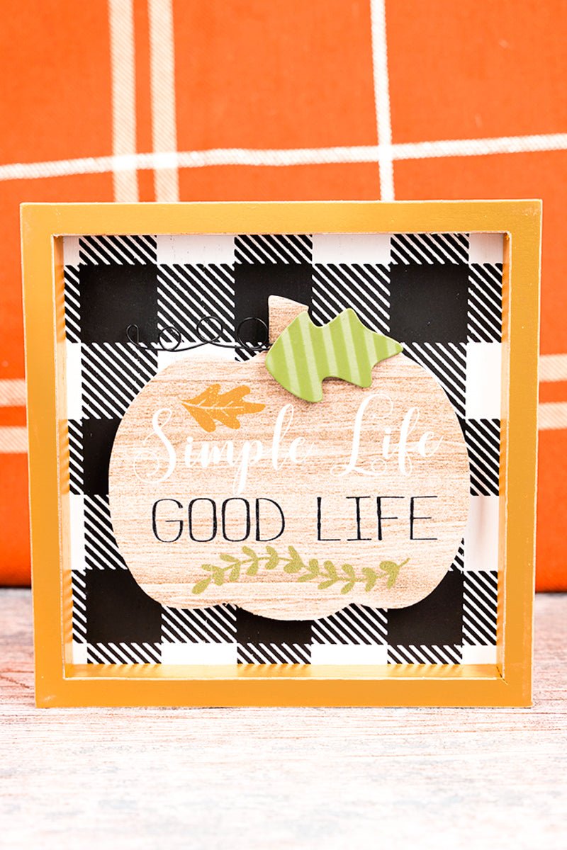 6 x 6 'Simple Life Good Life' Harvest Block Sign - Wholesale Accessory Market