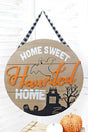 15.5 x 15.5 'Haunted Home' Halloween Wood Wall/Door Sign - Wholesale Accessory Market