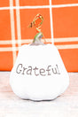 5.5 x 4.75 'Grateful' White Resin Pumpkin - Wholesale Accessory Market