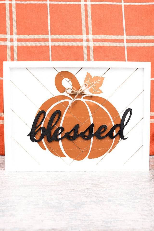 9 x 12 'Blessed' Fall Pumpkin Wall Sign - Wholesale Accessory Market