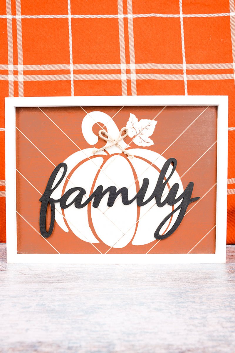 9 x 12 'Family' Fall Pumpkin Wall Sign - Wholesale Accessory Market