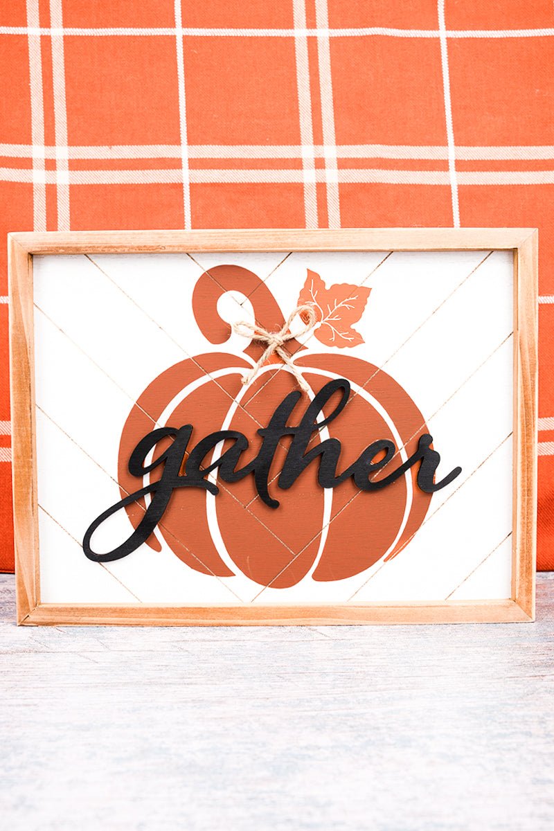 9 x 12 'Gather' Fall Pumpkin Wall Sign - Wholesale Accessory Market