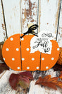 8 x 9 'Happy Fall' Orange Dot Tabletop Slat Pumpkin - Wholesale Accessory Market