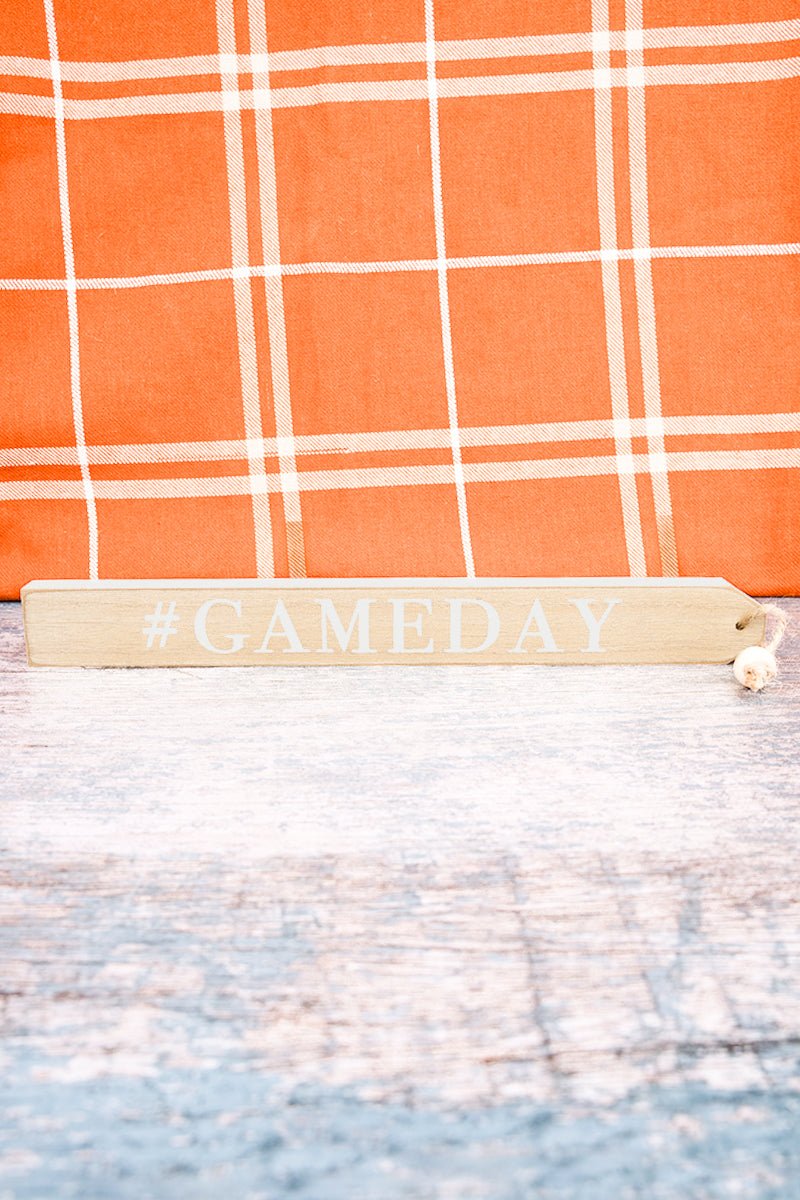 1.5 x 13.5 '#Gameday' Wood Tassel Block Sign - Wholesale Accessory Market