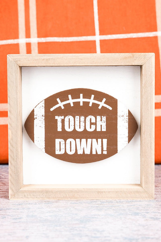 6 x 6 'Touchdown!' Football Wood Framed Sign - Wholesale Accessory Market