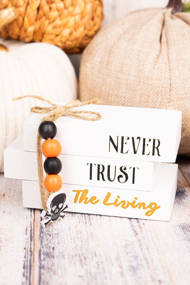 2.5 x 4.5 'Never Trust The Living' Tabletop Stacked Book Decor - Wholesale Accessory Market