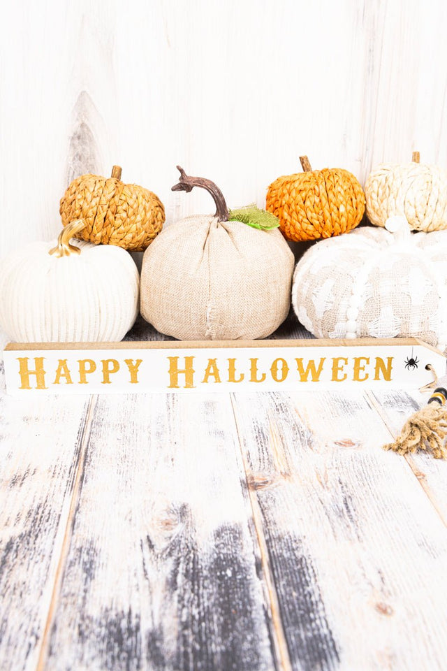 1.5 x 20 'Happy Halloween' Wood Tassel Block Sign - Wholesale Accessory Market