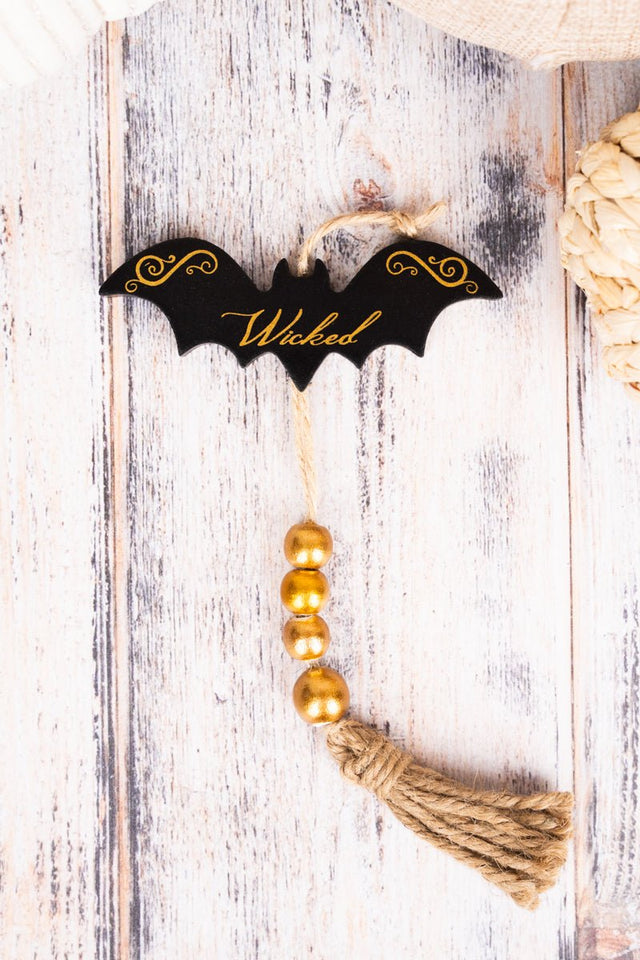 6.25 x 4 'Wicked' Bat Halloween Ornament - Wholesale Accessory Market