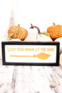 4 x 9.5 'Leave Your Broom At The Door' Framed Halloween Sign - Wholesale Accessory Market