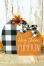 9.5 x 9 'Hey There' Tabletop Pumpkin Duo - Wholesale Accessory Market