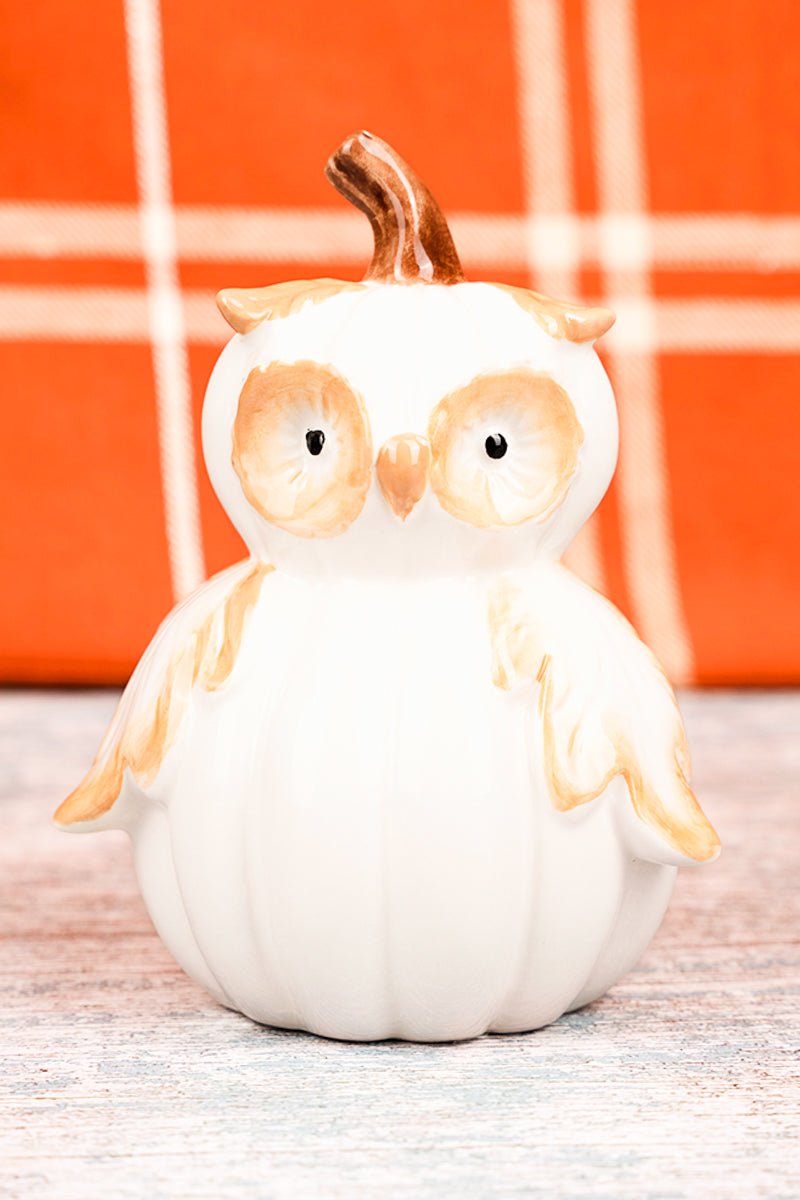 5 x 4 Leaves Are Falling Ceramic Pumpkin Owl - Wholesale Accessory Market