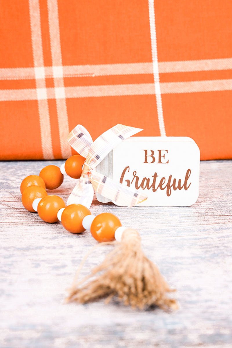 15 x 2 'Be Grateful" Mason Jar Wood Beaded Tabletop Decor - Wholesale Accessory Market