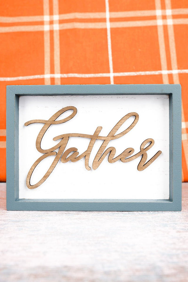 5 x 7 'Gather' Wood Framed Wall Sign - Wholesale Accessory Market