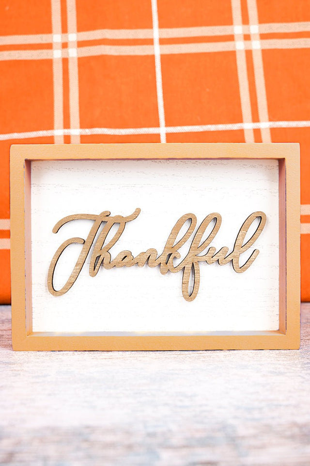 5 x 7 'Thankful' Wood Framed Wall Sign - Wholesale Accessory Market