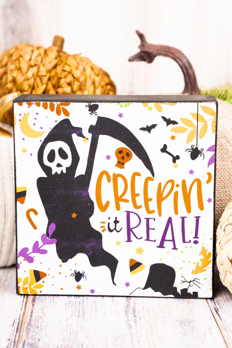 5 x 5 'Creepin' It Real!' Halloween Tabletop Box Sign - Wholesale Accessory Market