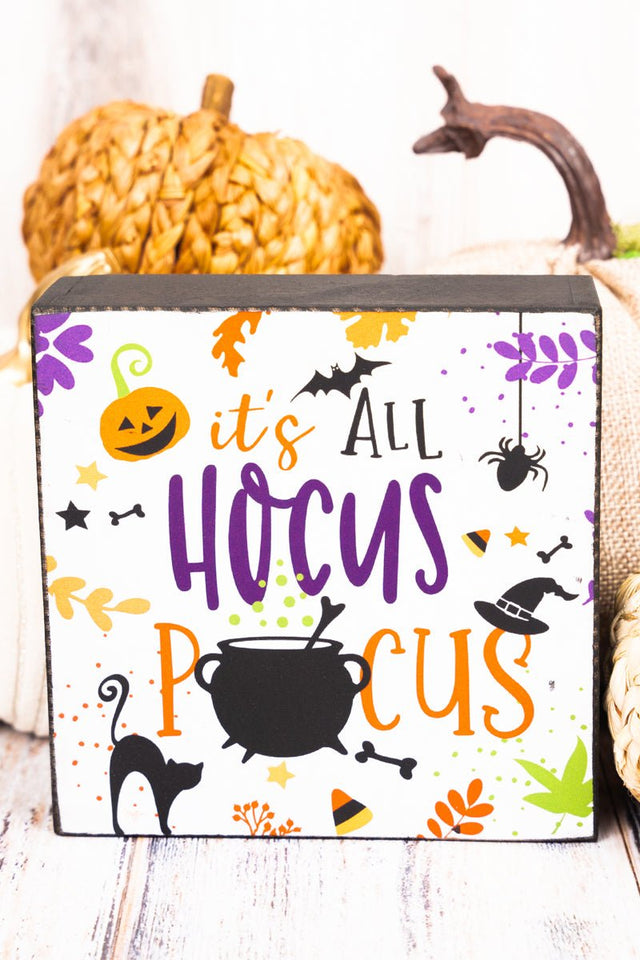 5 x 5 'It's All Hocus Pocus' Halloween Tabletop Box Sign - Wholesale Accessory Market