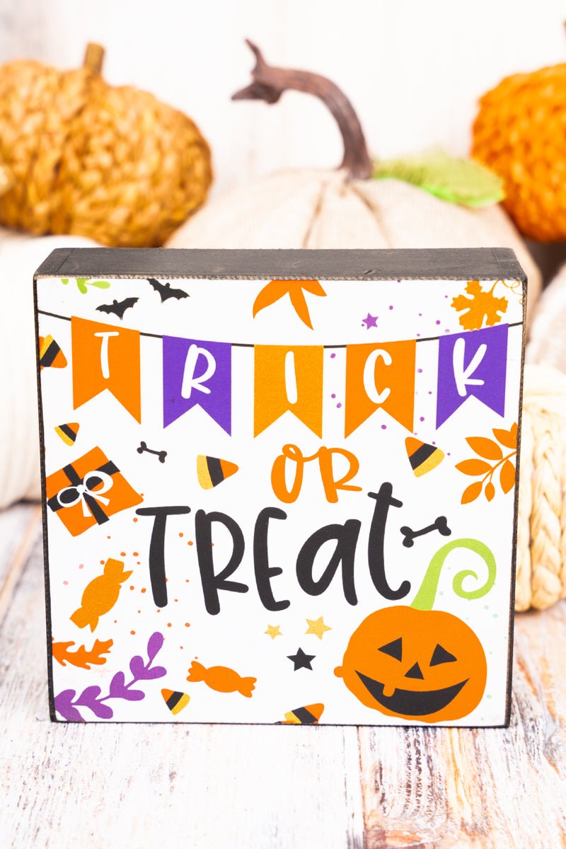 5 x 5 'Trick Or Treat' Halloween Tabletop Box Sign - Wholesale Accessory Market