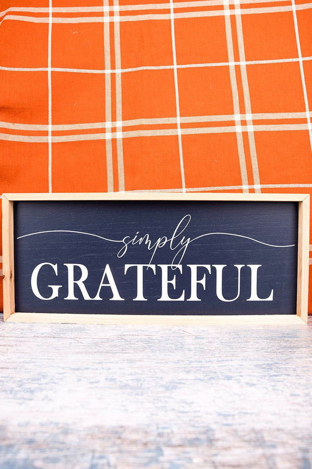 6.75 x 15.75 'Simply Grateful' Wood Wall Sign - Wholesale Accessory Market