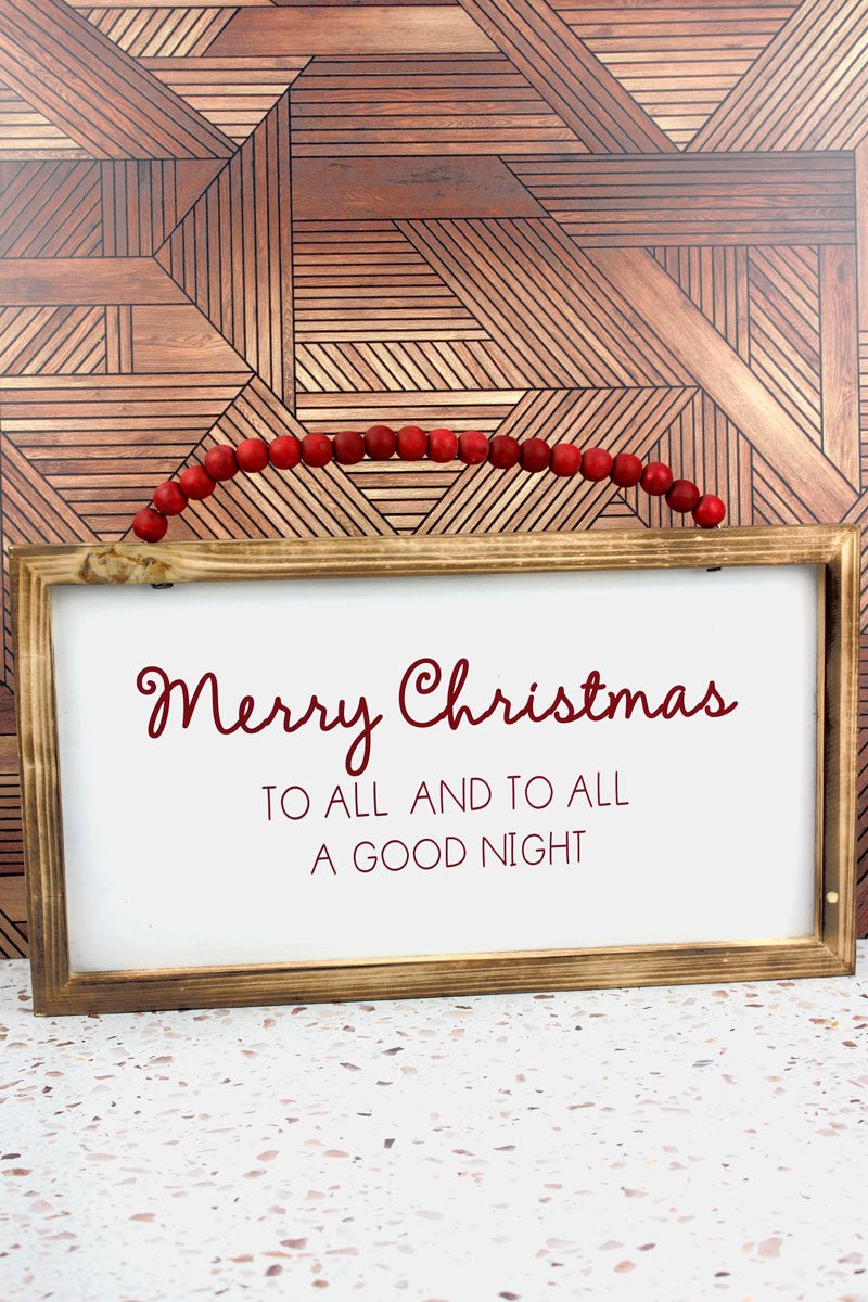 9.75 x 17.5 'Merry Christmas' Wood Beaded Framed Wall Sign - Wholesale Accessory Market