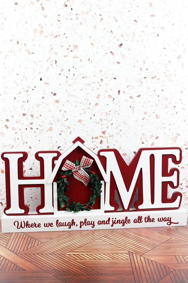 8.75 x 17.75 'Home' Christmas Barn Wood Tabletop Sign - Wholesale Accessory Market