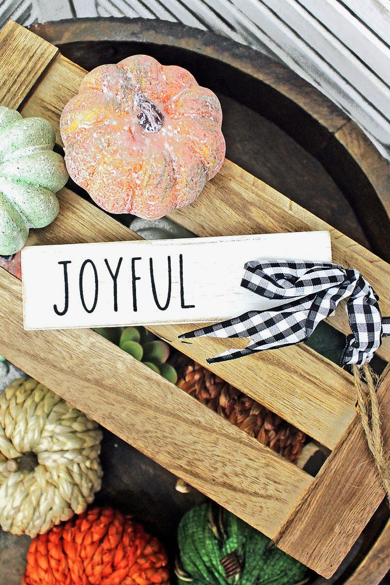 5.5 x 1.5 'Joyful' White Wood Ornament - Wholesale Accessory Market