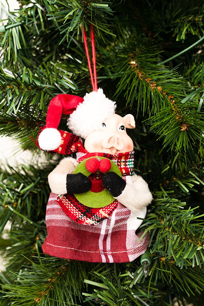 5.5 x 4.5 Hammy Holidays Pig Fabric Ornament - Wholesale Accessory Market