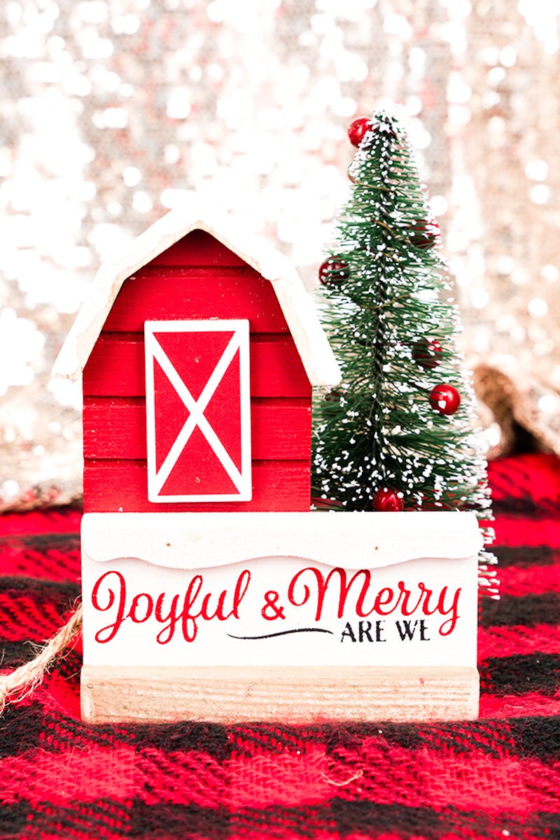 6 x 4.25 'Joyful & Merry Are We' Christmas Barn - Wholesale Accessory Market