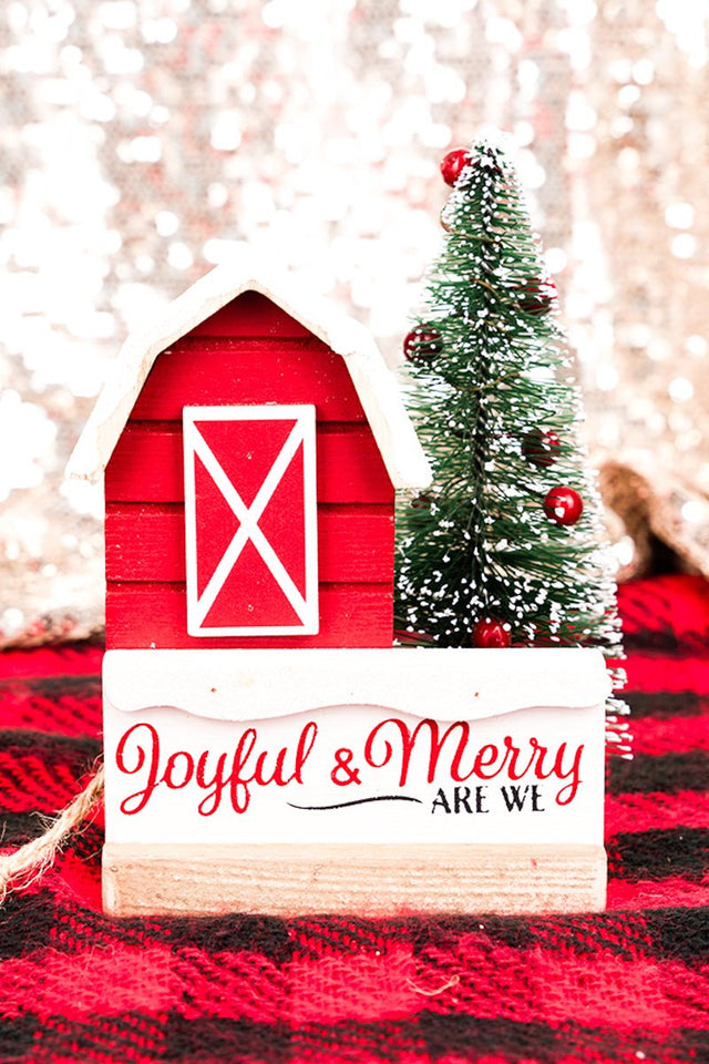 6 x 4.25 'Joyful & Merry Are We' Christmas Barn - Wholesale Accessory Market