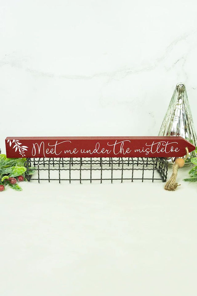 1.5 x 19 'Meet Be Under The Mistletoe' Wood Tassel Block Sign - Wholesale Accessory Market